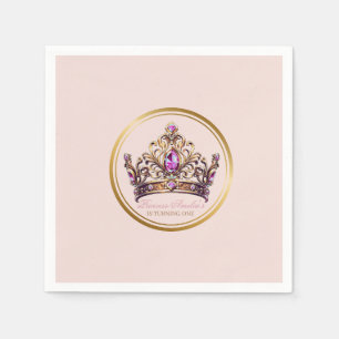 Rosa Goldkrone Prinzessin 1. Geburtstag Serviette