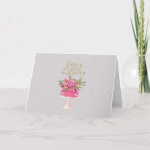 Rosa Goldkuchen alles Gute zum Geburtstagkarte Karte