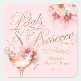 Rosa Goldleder und Prosecco-Brautparty Quadratischer Aufkleber