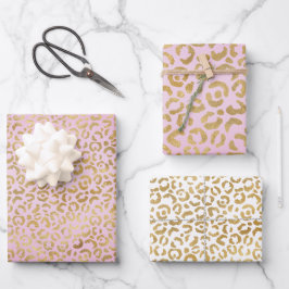 Rosa Goldleopard        Geschenkpapier Set