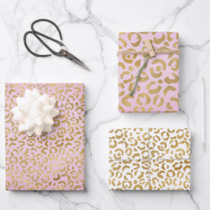 Rosa Goldleopard Geschenkpapier Set