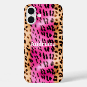 Rosa Goldleopard iPhone 16 Plus Hülle