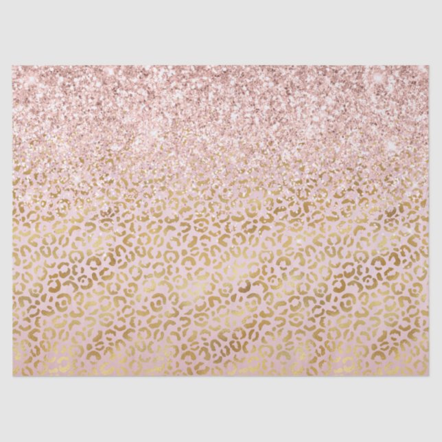 Rosa Goldleopard Print Blush Glitzer     Seidenpapier (Vorderseite)