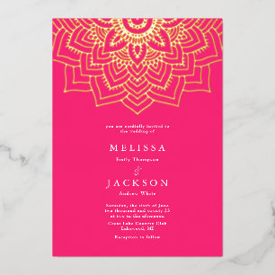 Rosa Goldmandala Hochzeitsfoil Einladung