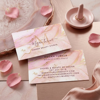 Rosa Goldmarmor Glam Elegante Brautparty Visitenkarte