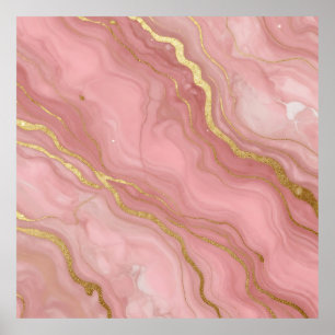 Rosa Goldmarmor Luxus Abstract Poster