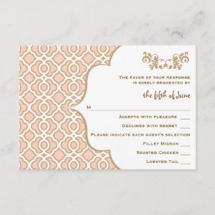 Rosa Goldmedaille Marokkanische Hochzeitskarten RSVP Karte
