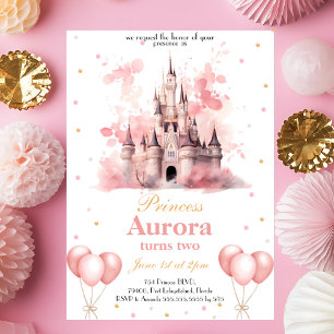 Rosa Goldprinzessin Geburtstagsparty Einladung