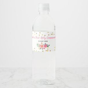Rosa Goldschicker Blumenwasser-Flaschen-Aufkleber