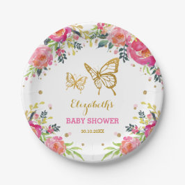 Rosa Goldschmetterling/hübscher Watercolor mit Pappteller