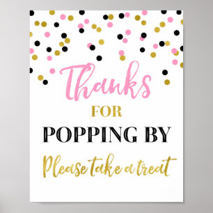 Rosa Goldschwarzesconfetti-Dank, knallend durch Poster