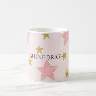 Rosa Goldsterne leuchten hell Kaffeetasse
