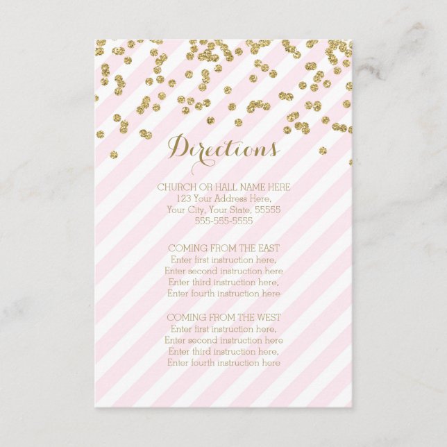 Rosa Goldstreifen für Hochzeitkarten Begleitkarte (Vorderseite)