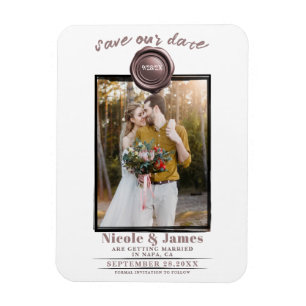 Rosa Goldwachssiegel Foto Hochzeit Termin merken Magnet