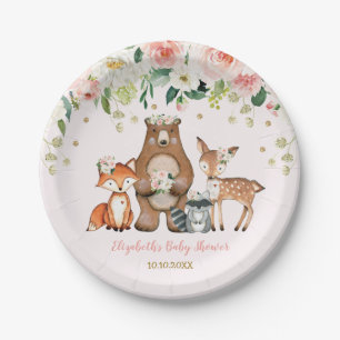 Rosa Goldwaldtier-WaldblumenBaby Pappteller