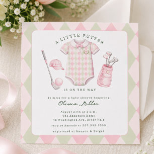 Rosa Golf-Baby-Shower-Einladung Einladung