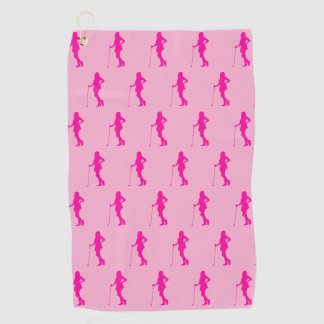Rosa Golf-Dame-Silhouette Golfhandtuch