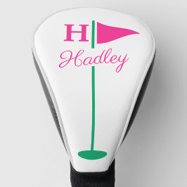 Rosa Golf Flaggen Monogramm Name Headcover
