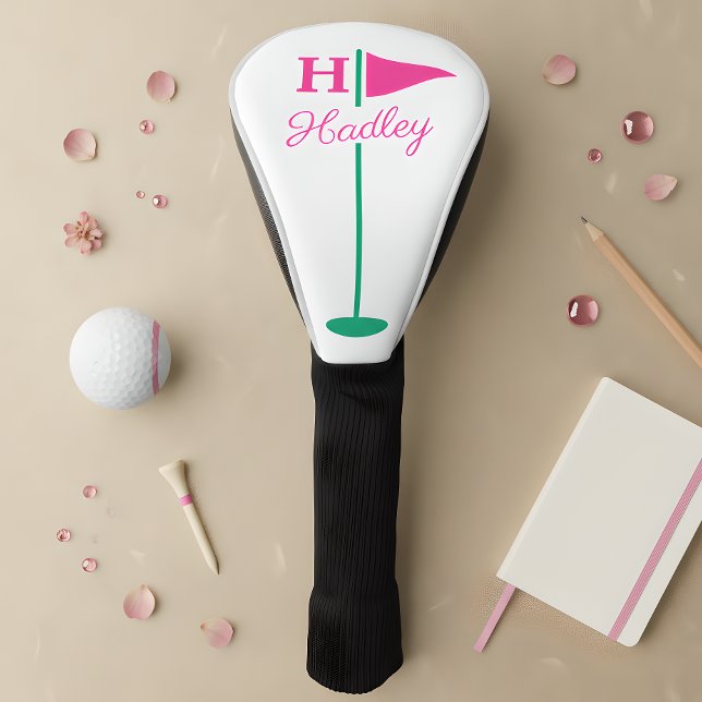 Rosa Golf Flaggen Monogramm Name Headcover (Von Creator hochgeladen)