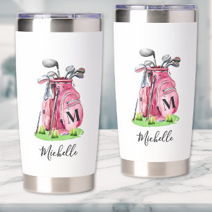 Rosa Golf Monogramm Thermobecher