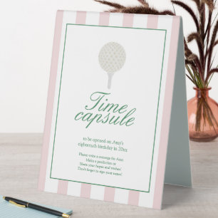 Rosa Golf Time Kapselunterschrift Tischaufsteller