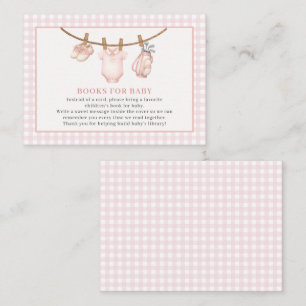 Rosa Golf-Wäscheleine Bücher für Baby-Party Begleitkarte