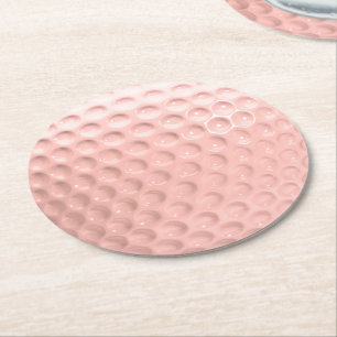 Rosa Golfball Sport Runder Pappuntersetzer