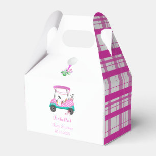 Rosa Golfwagen mit Babybedarf Baby-Party Geschenkschachtel