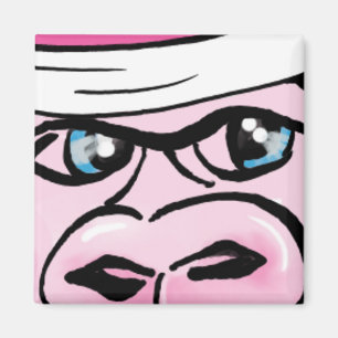 Rosa Gorilla mit Sweatband Magnet