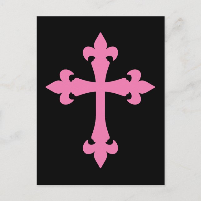 Rosa Gothic Cross Postkarte (Vorderseite)