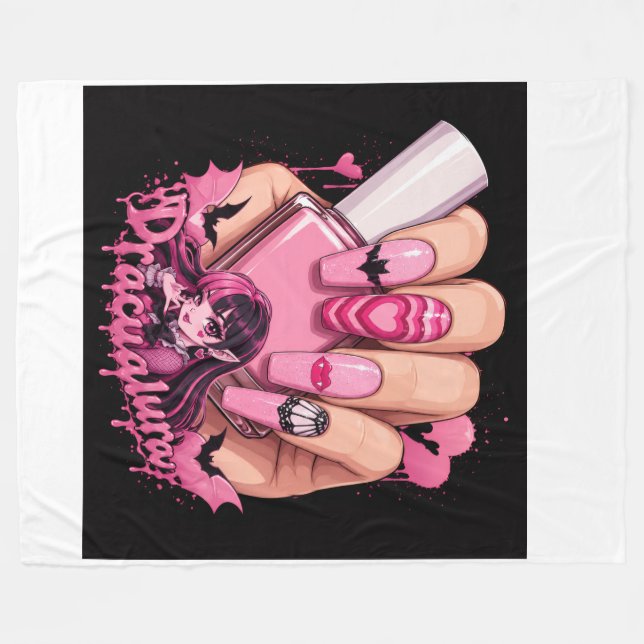 Rosa gotisches Kawaii-Nagelkunst-Design Fleecedecke (Vorderseite (Horizontal))