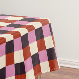 Rosa Gpflanze Elfenbein Retro Kariert Tischdecke