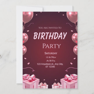 Rosa Gradient Elegante Einladung zum Geburtstag
