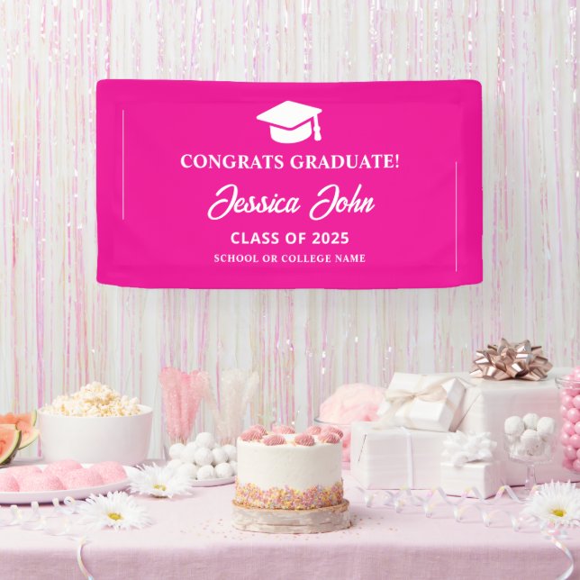 Rosa Graduierte Herzlichen Glückwunsch zu Ihrem Ab Banner (Party)