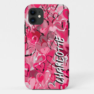 Rosa Graffiti-Inspiriert, handGezeichnet Herzen Case-Mate iPhone Hülle