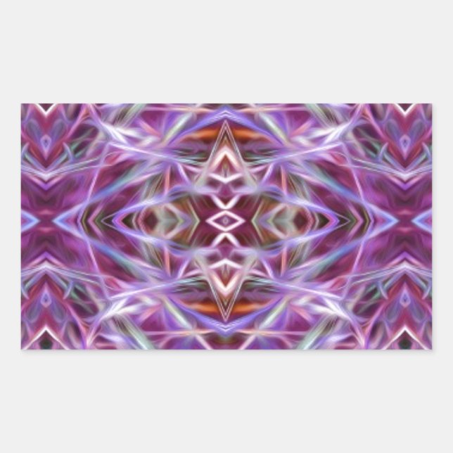 Rosa Grafik Mandala Rechteckiger Aufkleber (Vorderseite)