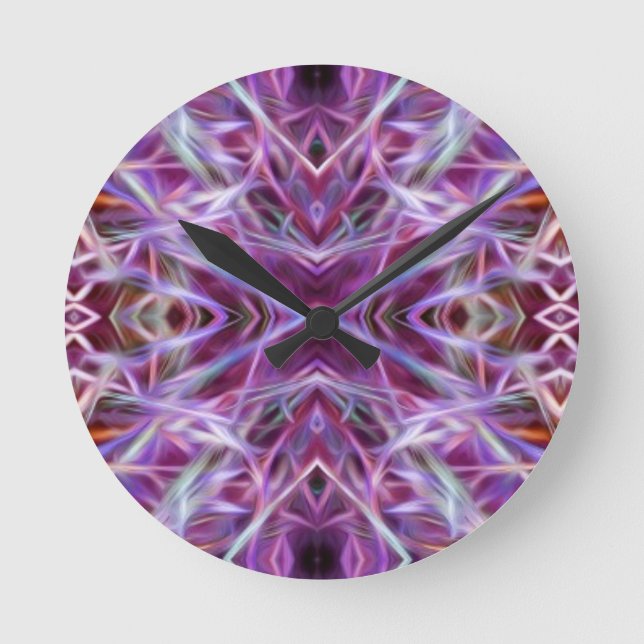 Rosa Grafik Mandala Runde Wanduhr (Vorderseite)
