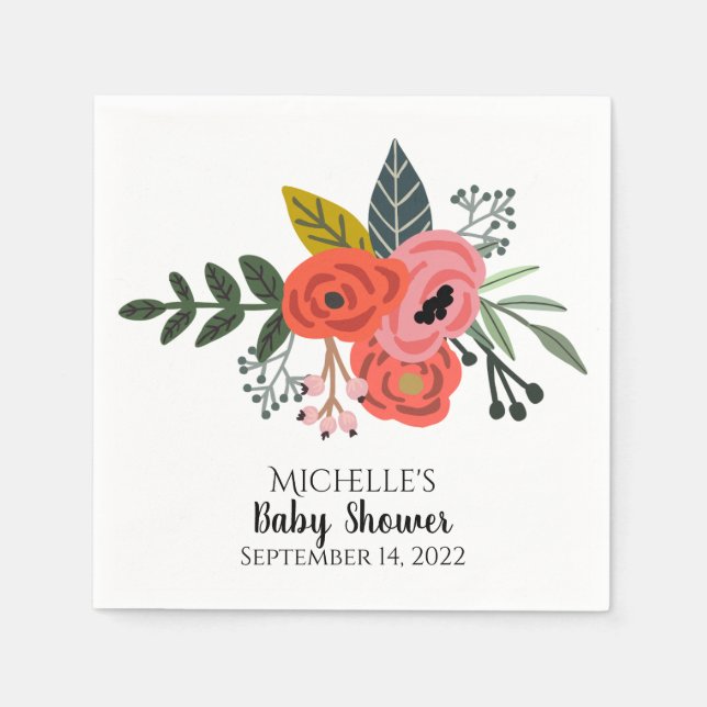 Rosa Granatapfel Blume Party Serviette (Vorderseite)