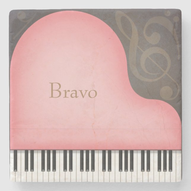 Rosa Grand Piano Fairytale Music Steinuntersetzer (Vorderseite)