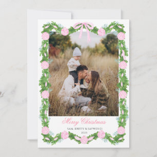 Rosa Grandmillennial-Foto-Weihnachtskarte Einladung