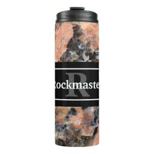 Rosa Granitgestein Textur mit Name und Monogramm Thermosbecher