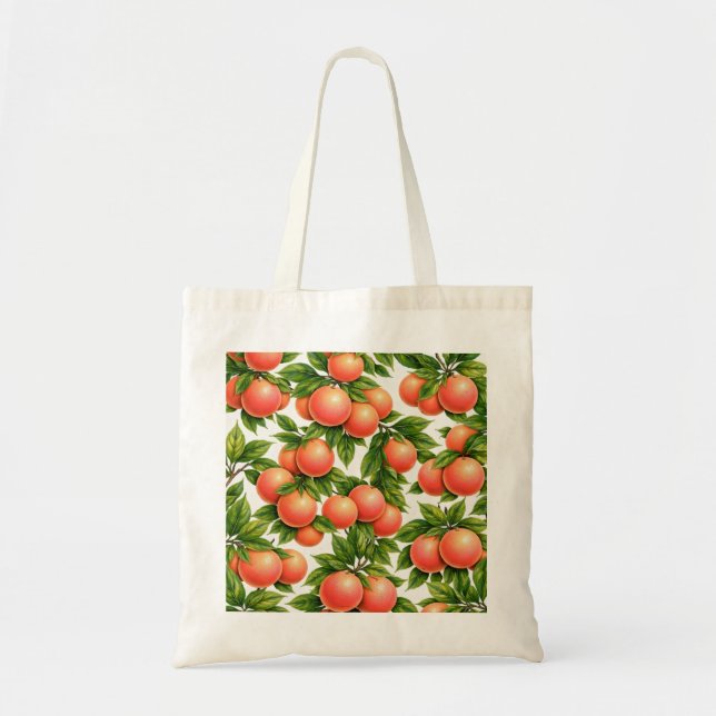 Rosa Grapefruit Botanisches Muster Tragetasche (Vorne)