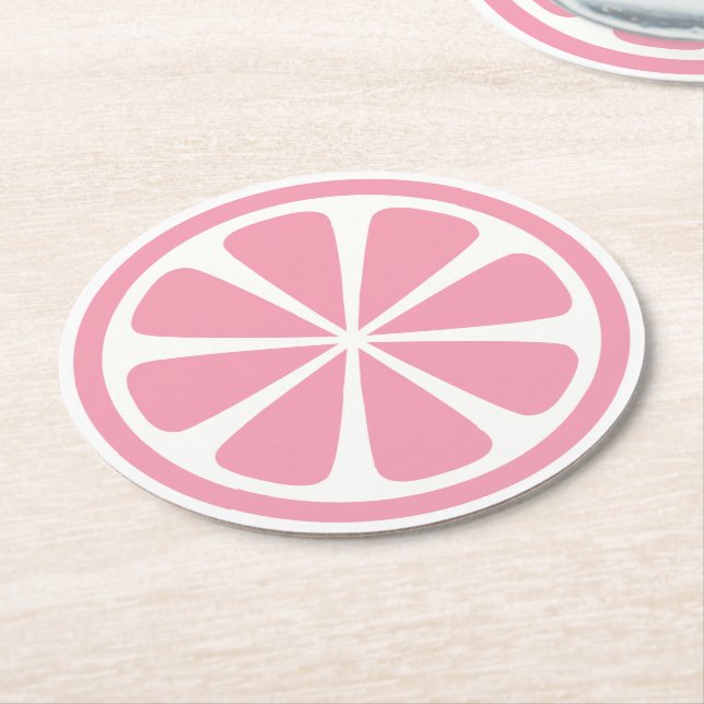 Rosa Grapefruit Rundpapier Untersetzer (Angewinkelt)