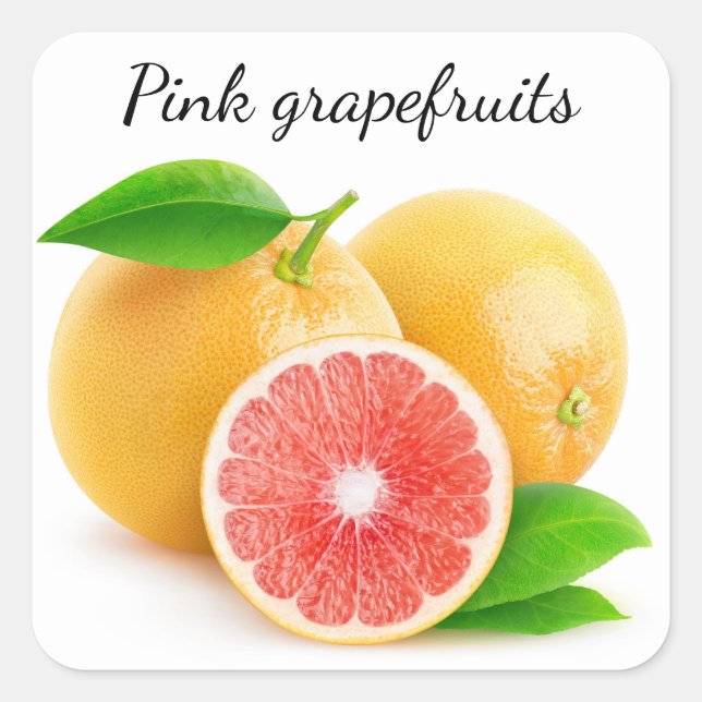 Rosa Grapefruits Quadratischer Aufkleber (Vorderseite)