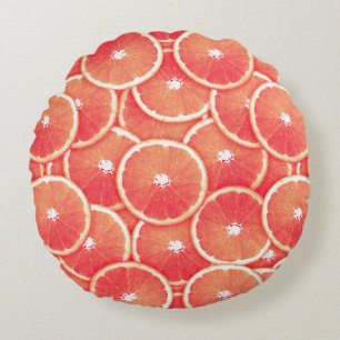 Rosa Grapefruitscheiben Rundes Kissen