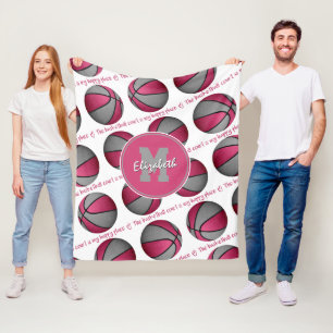 Rosa grau Der Basketballplatz ist mein glücklicher Fleecedecke
