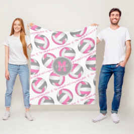 Rosa grau Der Volleyballplatz ist mein glücklicher Fleecedecke