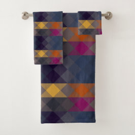 rosa grau lila orange und blau geometrisch badhandtuch set