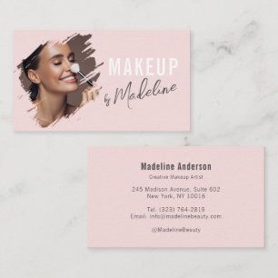 Rosa Grau Schrift Foto Make-up Visitenkarte