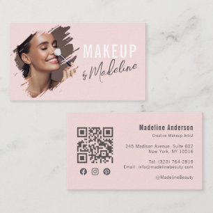 Rosa Grau Schrift Foto-Make-up Visitenkarte